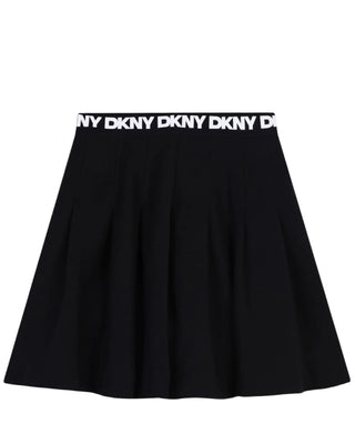 Dkny Gonna a pieghe nera con logo D60214