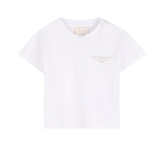 Givenchy T-shirt Bianca A Maniche Corte Per Neonati H31184/10P