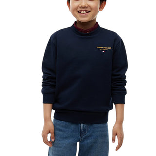 Tommy Hilfiger Felpa Girocollo Blu Con Logo KB0KB10766-C1GJ Per Bambino