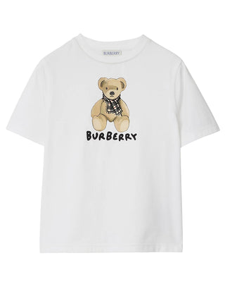 Burberry T-shirt bianca in jersey con orsetto Thomas 8112389