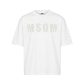 Msgm T-shirt Bianca In Jersey Con Logo S6MSJUTH151/002