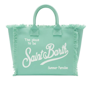 Mc2 Saint Barth Borsa Colette In Canvas Verde Acqua Con Logo COL0001/00711L