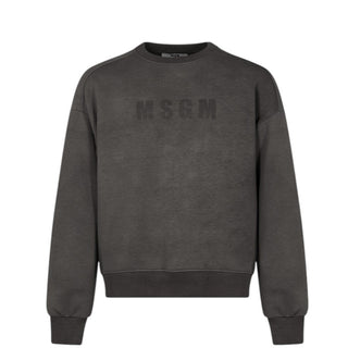 Msgm Felpa Girocollo Grigia Con Logo S6MSJUSW153