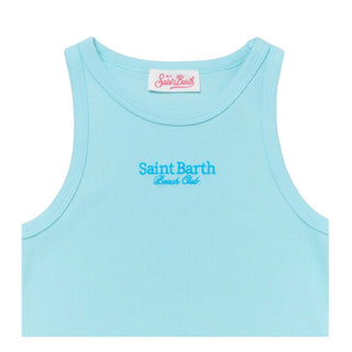 Mc2 Saint Barth Canotta A Costine Con Logo BLUE-03070F Per Bambina