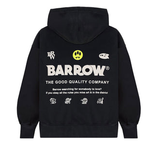 Barrow Felpa Nera Con Zip E Cappuccio S6BKJUZH149-110