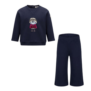 Moncler Tuta Blu In Cotone Per Neonata I29518M00001