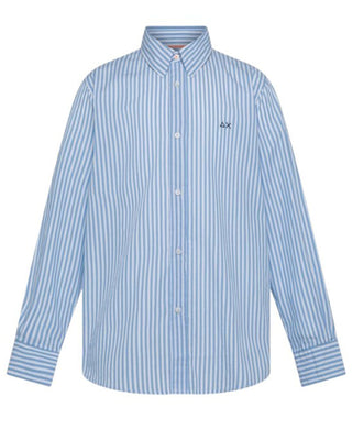 Sun68 Camicia A Righe S35303 In Popeline Di Cotone