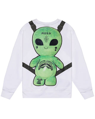 SPRAYGROUND Felpa bianca in cotone con stampa SPY1333G