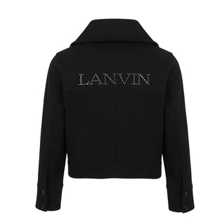 Lanvin Felpa Cropped Nera Con Zip N30403/09B Per Bambina