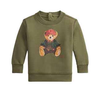 Polo Ralph Lauren Felpa Girocollo Verde Con Polo Bear 320B30216001 Per Neonato
