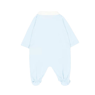 Fendi Tutina Azzurra In Cotone Con Cappellino E Bavaglino BUQ167-ST8-F19J4 Per Neonato