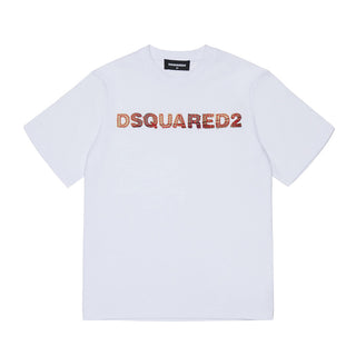 Dsquared2 T-shirt Bianca A Maniche Corte DQ3560-D0AJ1-DQ100 Per Bambini