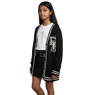 Elisabetta Franchi Cardigan In Lana Con Logo Per Bambina EFMA142.C