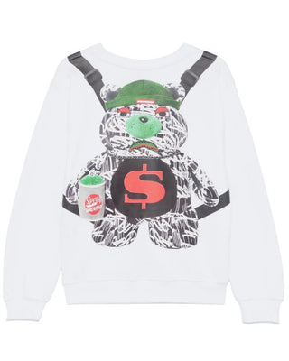 SPRAYGROUND Felpa bianca girocollo con stampa SPY1156