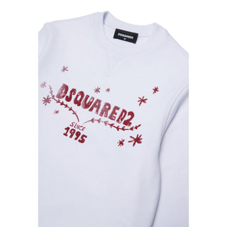 Dsquared2 Felpa Girocollo Bianca Con Logo DQ3444-D0AJ2-DQ100 Per Bambina