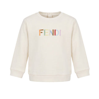 Fendi Felpa Girocollo Beige Con Logo BUH104-5V0 Per Neonati