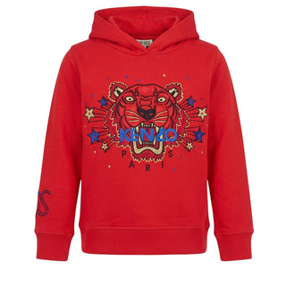 Kenzo Felpa Rossa Con Cappuccio Per Bambina KP15718