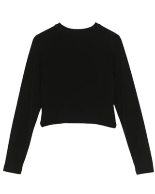 Lù:Lù T-shirt nera cropped in nylon LL3145