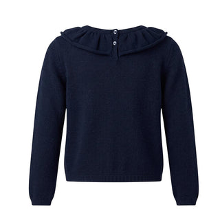 Il Gufo Maglia Blu In Lana Con Ruches A21MA354EM220-04 Per Bambina
