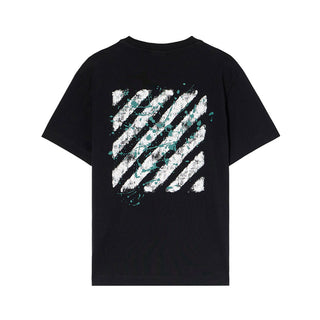 Off-White T-shirt nera in jersey a maniche corte con logo OBAA002F25JER00A1059