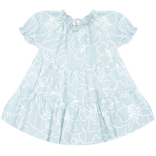 Il Gufo Abito celeste in cotone con stampa floreale P25VM786C6068