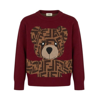 Fendi Maglia Bordeaux In Lana Per Bambini JUG037