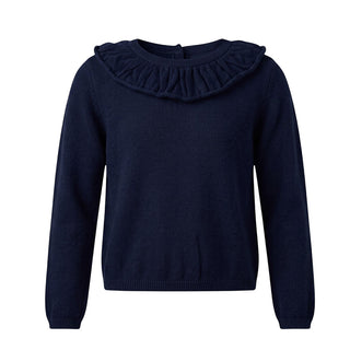 Il Gufo Maglia Blu In Lana Con Ruches A21MA354EM220-04 Per Bambina