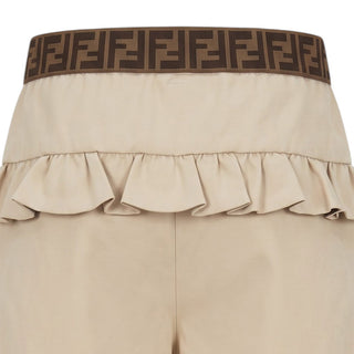 Fendi Pantaloni In Gabardina Beige Con Ruches BFF181-AS5Y-F1P2N Per Neonata