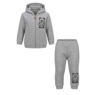 Moschino Tuta Grigia In Cotone Per Neonato MQK00G