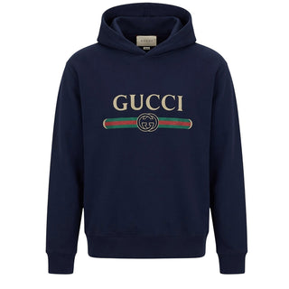 Gucci Felpa Blu Con Cappuccio In Misto Cashmere 864624-XJHT8-4002