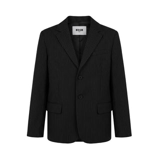 MSGM Blazer Nero A Righe Con Stampa F6MSJUJK199/110 Per Bambini