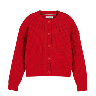 Tommy Hilfiger Cardigan Rosso In Cotone KG0KG09076-XLGJ Per Bambina