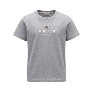 Moncler T-shirt Girocollo Grigia Con Logo L29548C00011-980 Per Bambino