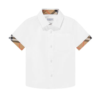 Burberry Camicia Bianca A Maniche Corte 8131846 Per Bambino