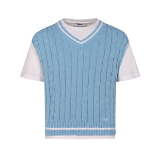 Msgm Maglia T-shirt Con Gilet Celeste S6MSJBTH058