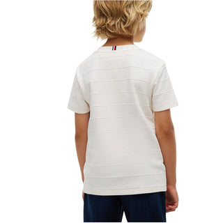 Tommy Hilfiger T-shirt Avorio Con Righe Jacquard KB0KB10644-Z00J Per Bambino