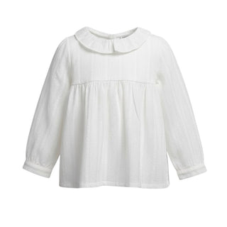 Dottor Kids Camicia avorio in cotone con volant DK345