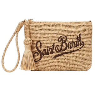 Mc2 Saint Barth Pochette In Raffia Naturale Con Logo Ricamato RAFP001/00368L