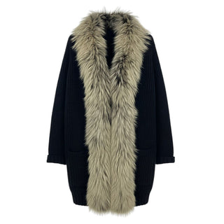 Regina Cardigan In Lana 21064 Con Finitura In Vera Pelliccia