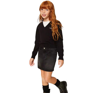 TWINSET Maglia Nera In Misto Viscosa Con Logo Per 262GJ3063 Bambina