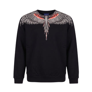 Marcelo Burlon Felpa Girocollo Nera Con Wings F6CMJBSW042-110 Per Bambini