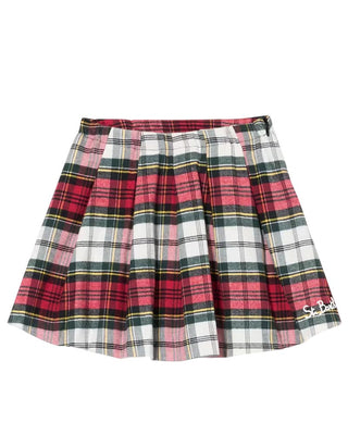 Mc2 Saint Barth Gonna a pieghe in tartan con logo MICH001 01760G