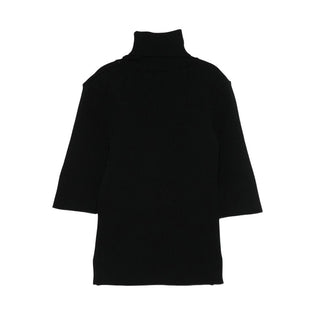 Elisabetta Franchi Maglia Lupetto nero a costine con logo EFMA176.C