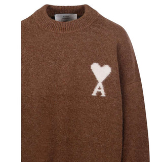 Amis Paris Maglia marrone alpaca con Coeur UKS836.KN0135M