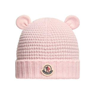 Moncler Cappello Rosa In Lana Con Orecchie L29513B00005-529 Per Neonata