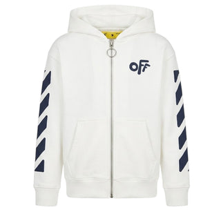 Off-White Felpa Bianca Con Zip E Cappuccio Per Bambini OBBE001F21FLE001