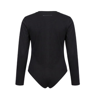 MM6 Maison Margiela Body Nero In Jersey Con Logo M60911-MM06L-M6900 Per Bambina