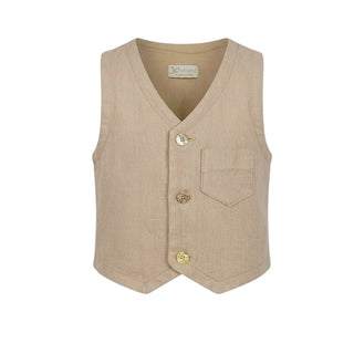 J.o Milano Gilet Beige In Lino Per Neonato 673E1