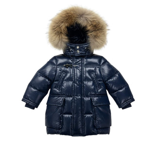 Fay Giubbino blu trapuntato in nylon laqué con logo V92310