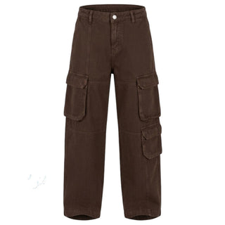 Nine:inthe:morning Pantaloni Cargo Marroni In Gabardina Per Bambini 9JS26-AVI06